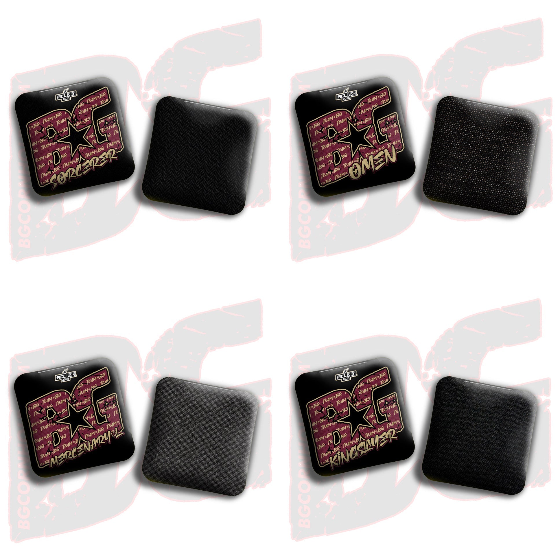 2026 BG Multiple Bag Models "Garnet/Gold Logo Colormatch " - ACL Pro Stamped Cornhole Bags - SET OF 4 BAGS